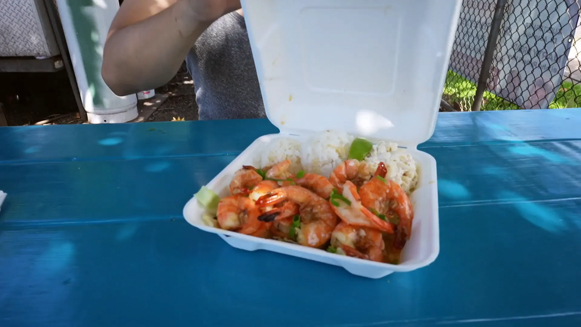 Garlic shrimp from local food stand