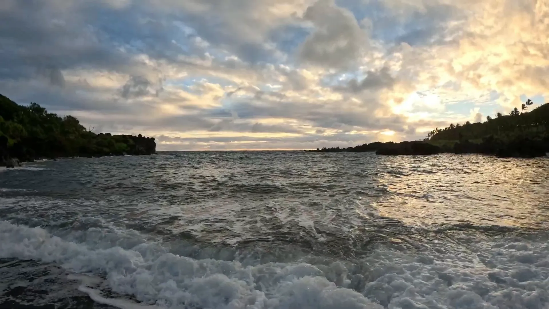 Wai'anapanapa Black Sand Beach at sunrise
